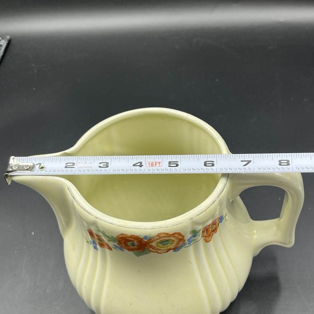 Vintage Hall's Superior Kitchenware Orange Poppy Water / Tea Pitcher Cottagecore - Picture 7 of 9